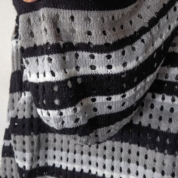 Aelfric Eden Knit Hoodie Gray Black Stripe Distressed Texture L Soft Grunge - Picture 6 of 8